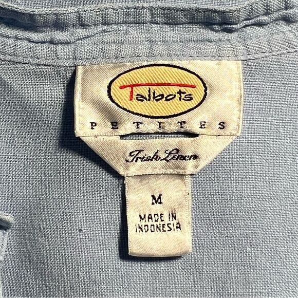 Talbots Womens Irish Linen Button Up Top Size MP Beach Preppy Casual Travel - Picture 5 of 6